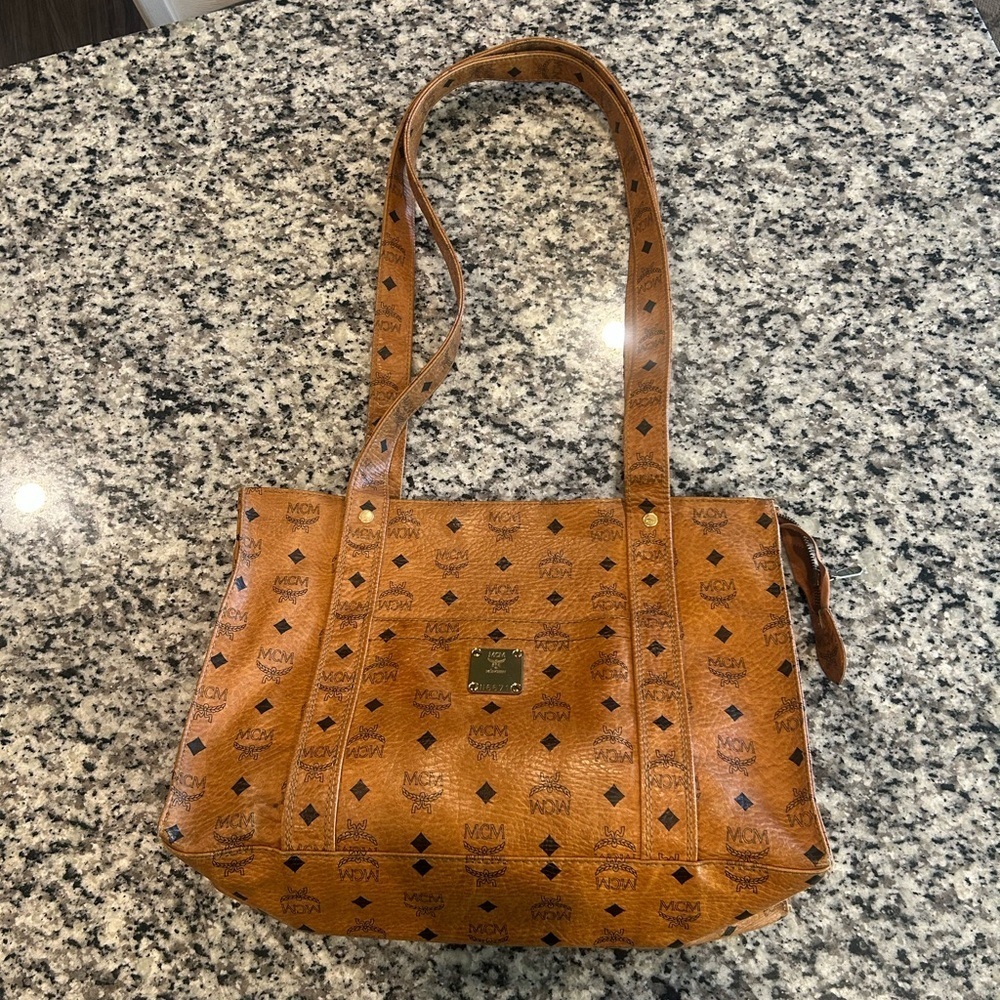 MCM Logo Monogram Tote Bag